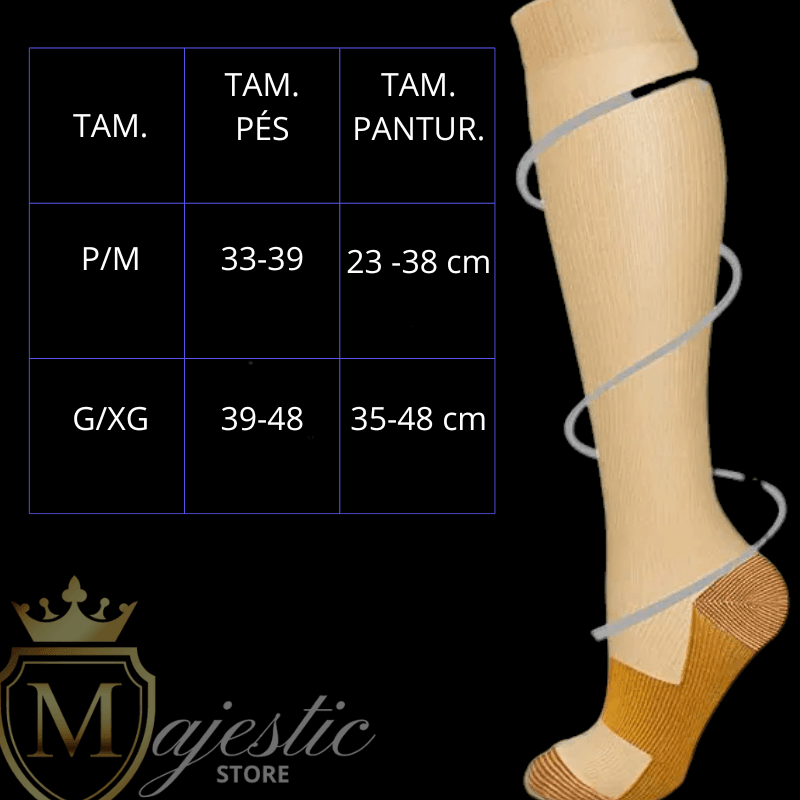 Meia de Compressão FlexiCure Copper Compression Socks - 3 PARES - Majestic Store