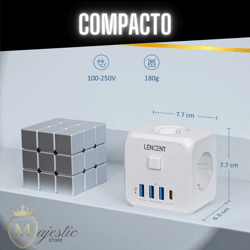 Conector SmartPower Cube Lencent - 7 em 1 - Majestic Store